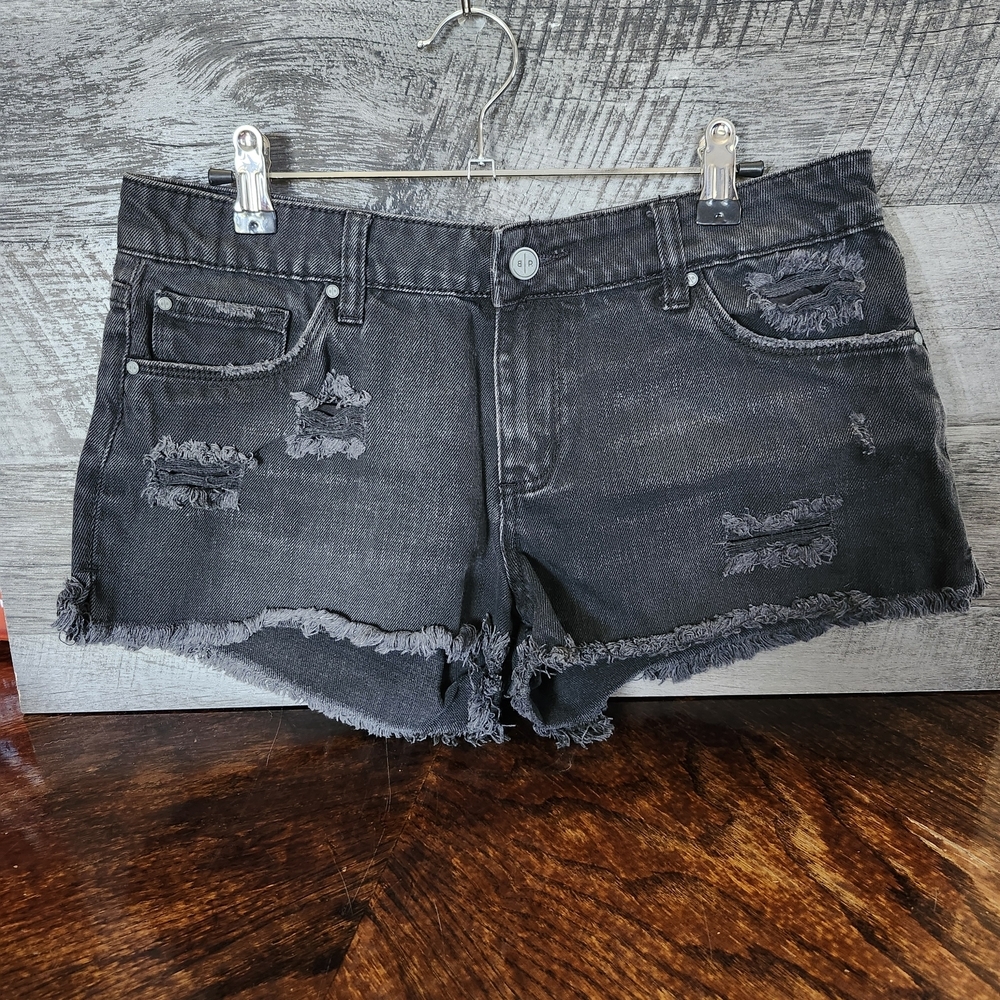Women’s Nordstram BP Black Denim Slight Distressed Shorts Sz 27
